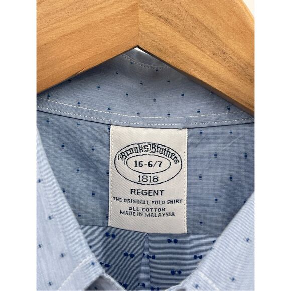 Brooks Brothers Button Down Shirt Regent Fit Men Size 16 Medium Blue Long Sleeve